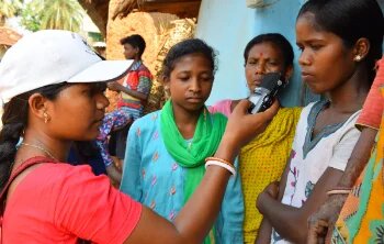 Nityananda Janavani Community Radio team encouraging participation by local people of Purulia