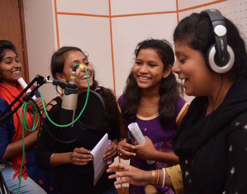 Girls performing on radio under Kanyashree Betar sabha